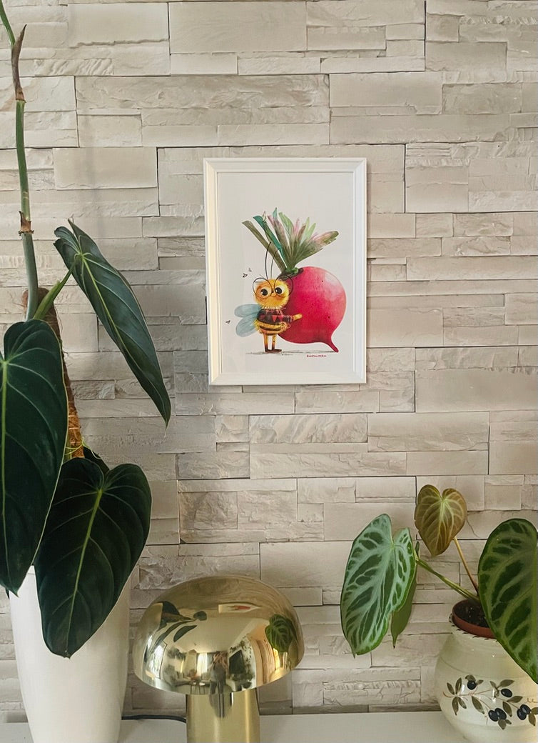 Beet & Bee — Fine Art Print (Framed)