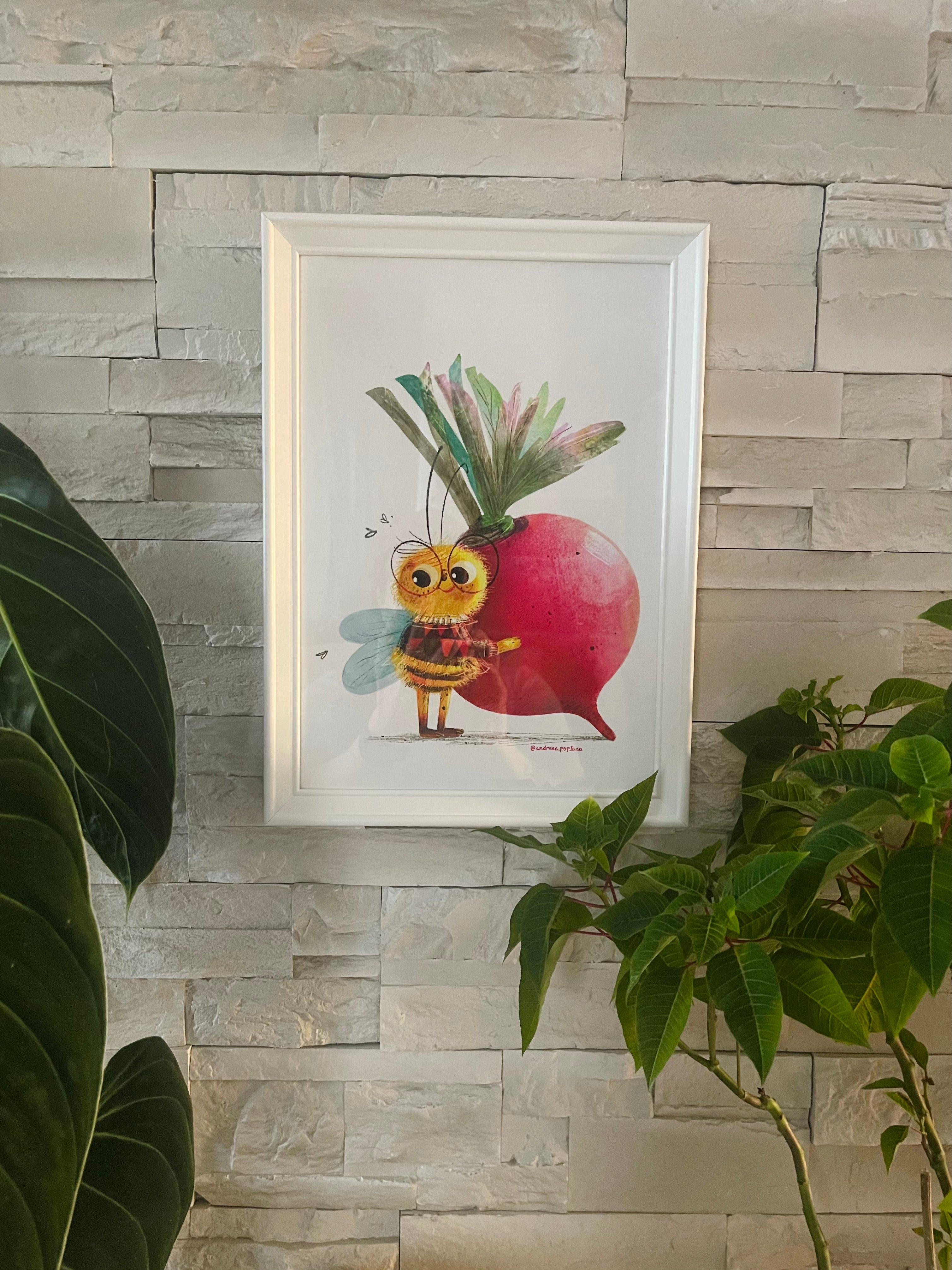 Beet & Bee — Fine Art Print (Framed)